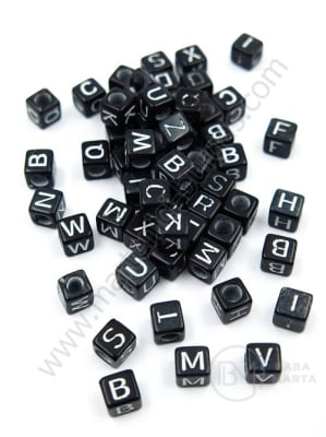 Mărgele cubice 6x6mm litere gaură 3mm 1 paquet 40g ~255 buc 312841