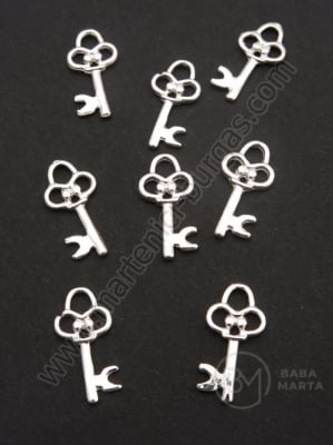 Pandantiv metalic 20x10x2mm culoare albă gaură 2mm 20 buc 308805