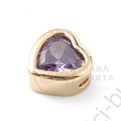 Margele inimă 6x6x4.5mm alamă cu zirconiu cubic 1 bucată 305372
