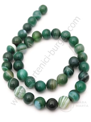 Bilă verde cu dungi de agat 10 mm ~39 pieces 1 buc. 6321