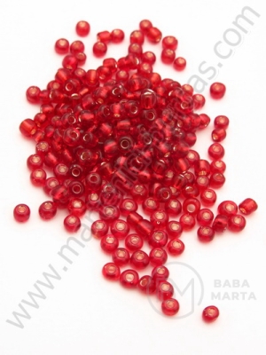 Mărgele de vitola roșu închis 3mm brad argintiu 50g 333010