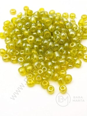 Perlă transparentă galben-verzui în sticlă 4mm 1 pachet 50g 334127