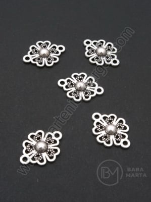Floare metalică 21x15.5mm color argintie 1 pachet 10 buc 306130
