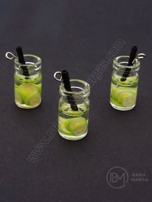 Pandantiv borcan de sticla 18x10mm cu cocktail de fructe 1 pachet 2 bucati 335542