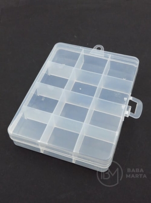 Cutie pentru mărgele 13x9.8x2.2cm cu 12 compartimente, capac deschizător 171193