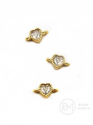 Element de conectare inimă 9,5x5,5mm alamă cu zirconii 2 pieces 305471
