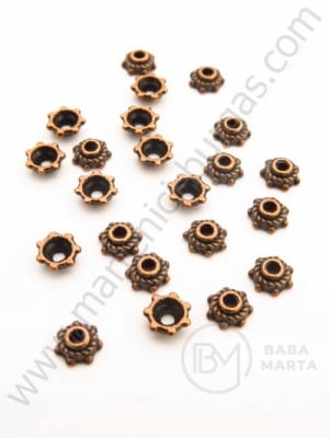 Mărgele florale metallice 5x2mm color cuprului 50 buc 309294