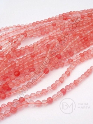Bilă de cuarț cireș 4mm ~90 buc. Prima dată. 351317