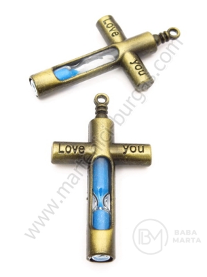 Pendant cruce metalică 47x25x6mm clepsidră 1 buc 307227
