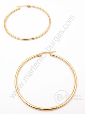 Cercei rotunzi din OȚEL 65x2mm color aurie 1 pereche 281298