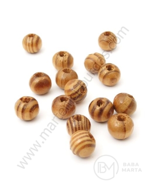 Bilă de lemn 10mm maro cu dungi gaură 3mm 1 paquet 40g ~146buc 327115