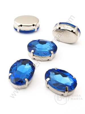 Glass stone (cristal) 13x18mm albastră în coș metalic 1 pachet 2 buc 151533
