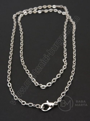 Lanț metalic (collier) 4x3x1mm culoare argintie lungime 45cm 1 buc 301106