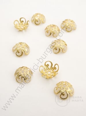 Capac metalic 10x4mm culoare aurie gaură 1.2mm 100 buc 301239