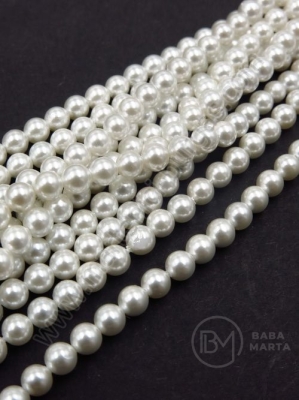 Perlă Mallorca 4mm albă gaură 0.5mm 40cm ~100 buc 1 brad 355653