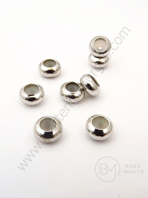Mărgele 7.5x4mm alamă cu dop de caucait color nichel 1 pachet 2 buc 305230
