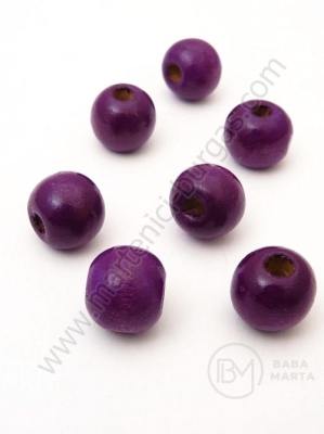 Bilă de lemn 11x12mm violet gaură 3.5mm 1 pachet 40g ~72 buc 321229