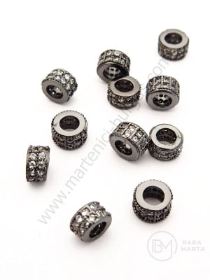 Margele 6x4mm alamă cu zirconii forjate 1 bucată 305344