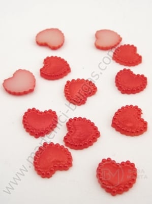Inimă pentru lipit 11x10x2mm red pearl 50 buc 151086