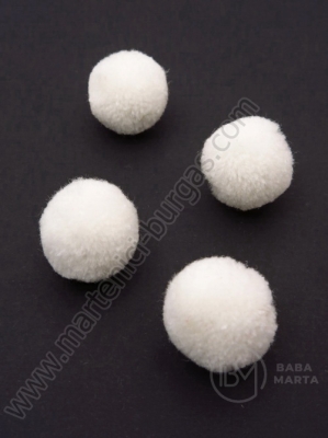 Pompom 20mm calitate alb, pachet suplimentar, 20 bucăți, 461212