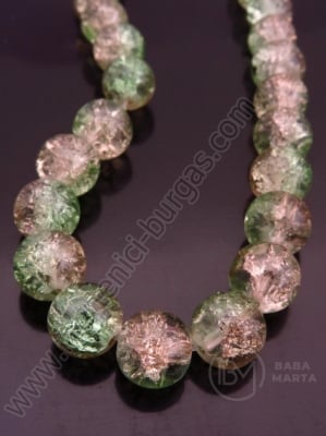 Bilă 10mm craquelă verde occident cu bej 80cm ~80 buc 1 buc 343367