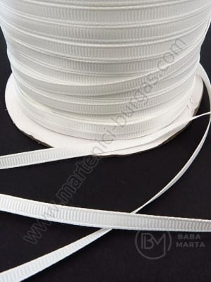 Panglică de satin 5mm, ruptă, albă, 1 pachet, 5 metri, 451518