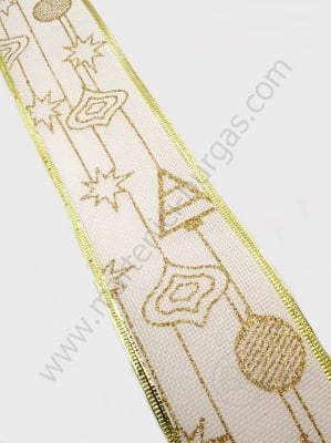 Panglică cu imprimeu brocart CRĂCIUN width 63mm - length ~2.70 metri 1 rollă 462157
