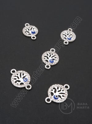 Arborele Vietii ochi albastru si cristal 21x15mm 1 pachet 5 buc 304022