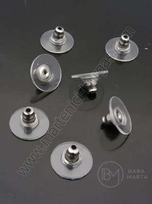 Dop de cercei din silicon 11.5x6mm OȚEL (304) color argintie 1 pachet 20 buc 305735