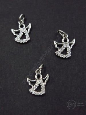 Pendant îngeresc 12x10mm alamă cu zirconii forjate 1 bucată 305381