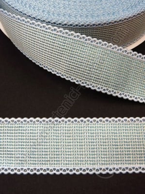 Panglică 25mm albastră lucioasă cu lamelă 1 pachet 5 metri 451436