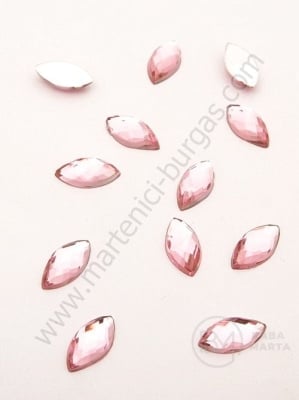 Pietricele acrilice 10x5x2.7mm roz pentru lipit 1 pachet 50 buc 151627