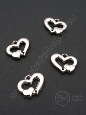 Pandantiv SSV inimă 19x25mm culoare argintie 1 pachet 20 buc 318443