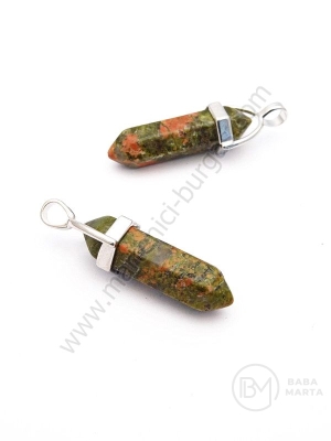 Cartuș pandantiv 33x10mm Unakite 1 buc 355601
