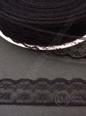 Panglică de dantelă 22mm neagră 10 metri 451378