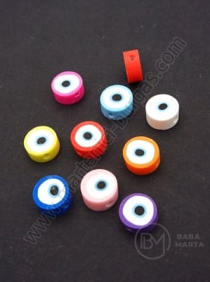 Mărgele FIMO tip ochi 9~10x4~5mm, gaură mixtă 1.5mm, 1 pachet, 10 buc. 312709
