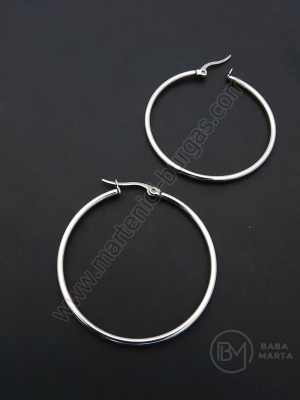 Cercei rotunzi din OȚEL 40x2mm color argintie 1 pereche 281283