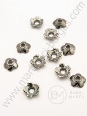 Mărgele florale metallice 6.5 mm color grafit 50 buc 308367