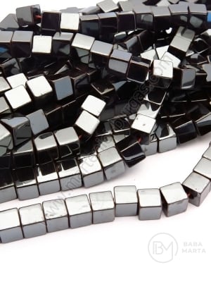 Cub de hematit 6mm, gaură nemagnetică 1mm ~65 buc ~40 cm 1 greutate 352861