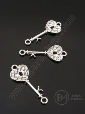 Cheie metalică de conectare cu cristal 26.5x10.5 mm 1 pachet 5 buc 307612