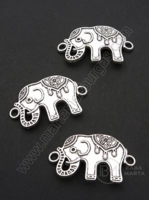 Elefant metalic 37x22mm culoare argintie 1 pachet 5 buc 306103