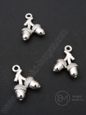 Pandantiv metalic cu ghinde 17x12x4mm, culoare argintie, 1 pachet, 10 buc. 306215