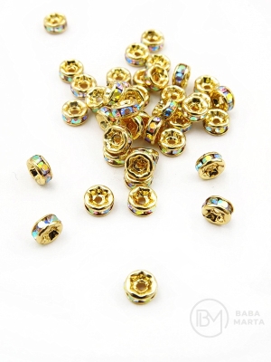 Șaibă cu cristal AB 4x2mm alamă 1 pachet 20 bucăți 301391