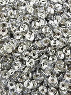 Șaibă albă 6x2.5mm cu cristale gaură 1.8mm 1000 bucăți 302249