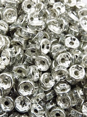 Șaibă albă 8x3.5mm cu cristale gaură 1.8mm 1000 bucăți 302251