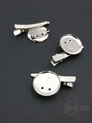 Bază broșă 24mm culoare argintie 5 buc 302260