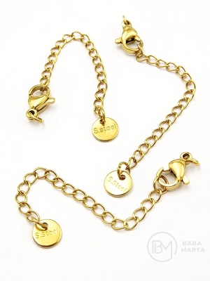 Set lanț 5cm cu încuietoare 7x10mm OȚEL (304) placat cu aur 2 bucăți 303061