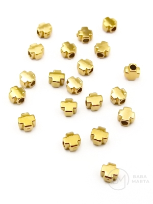 Cruce OȚEL (304) 4x4x2.5mm placat cu aur 5 buc 303084