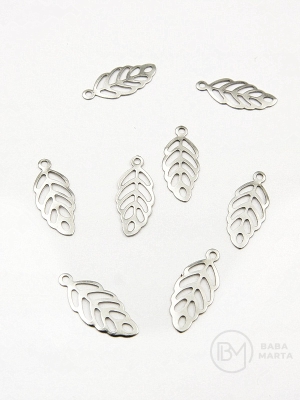 Pandantiv frunză 13x5.5x0.3mm OȚEL (304) 50 buc 303087