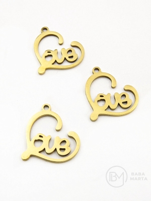 Pandantiv inimă cu inscripția Love STEEL(201) 16x1mm 303090
